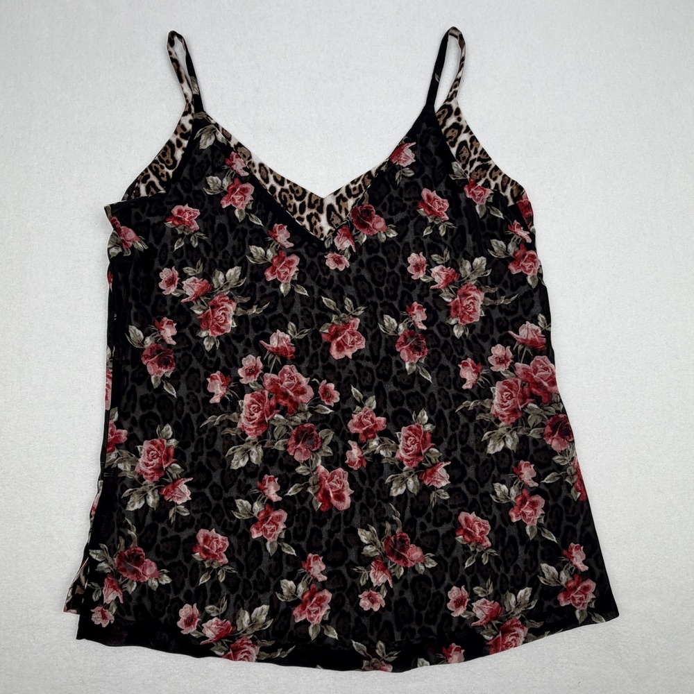 White House Black Market Reversible Floral Leopard Print Camisole Top